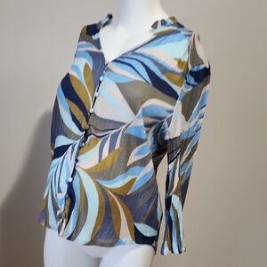 Tribal Blue and Green Patterned Blouse
